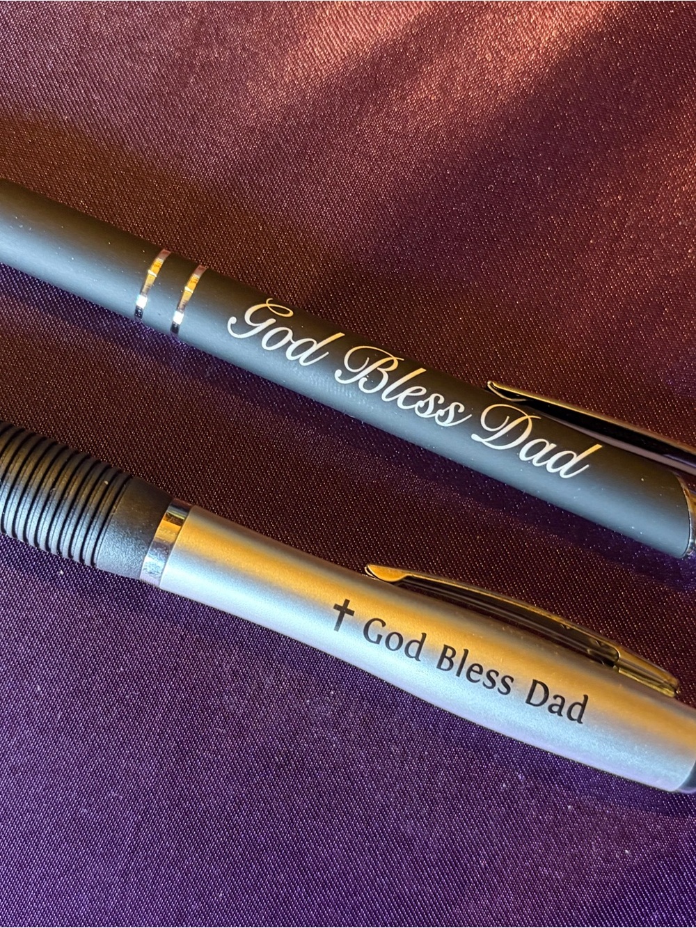 God Bless Dad Engraved Pens - Black and Silver
